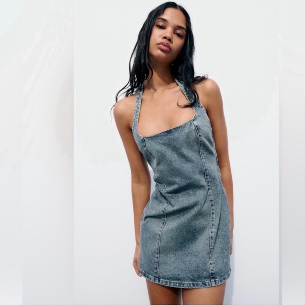 Zara Denim Halter Mini Dress
